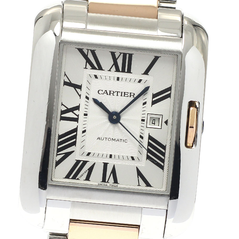 カルティエ CARTIER W5310007 タンクアングレーズLM PG二人組 デイト 自動小銃一巻き ボーイズ _816723【中古】