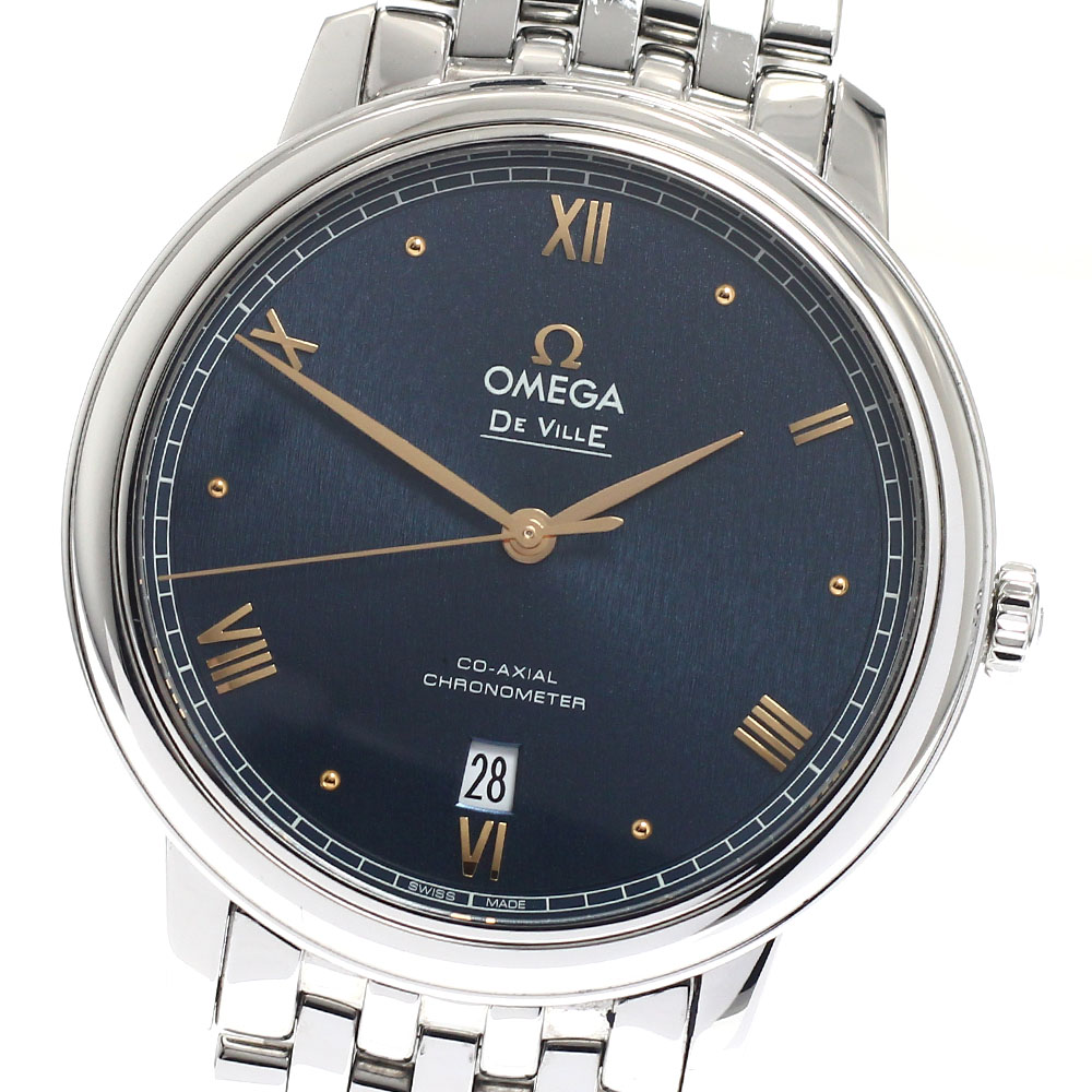 オメガ OMEGA 424.10.40.20.03.004 デビル プレステージ デイト 自動巻き メンズ 良品 保証書付き_949337【中古】