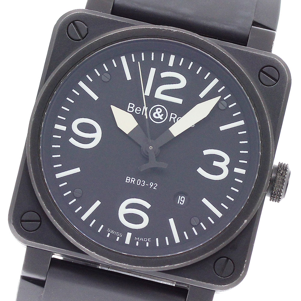 呼びりん＆天使の都市 Bell＆Ross BR03-92-S アヴィエーション ミリタリー デイト 自動小銃一巻き メンズ 御墨付き付き添い人_949409【中古】
