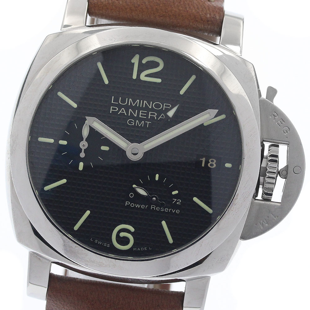 パネライ PANERAI PAM00537 ルミノール 1950 3デイズ GMT パワーリザーブ アッチャイオ 自動巻き メンズ 良品 箱・保証書付き_950789【中古】
