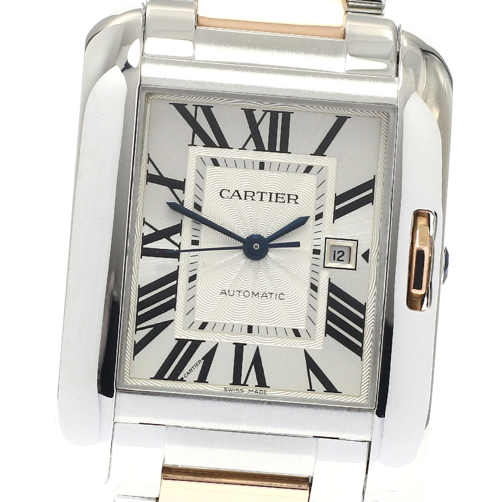 カルティエ CARTIER W5310007 タンクアングレーズLM PG二人組 デイト 自動小銃一巻き ボーイズ 良品 _816724【中古】