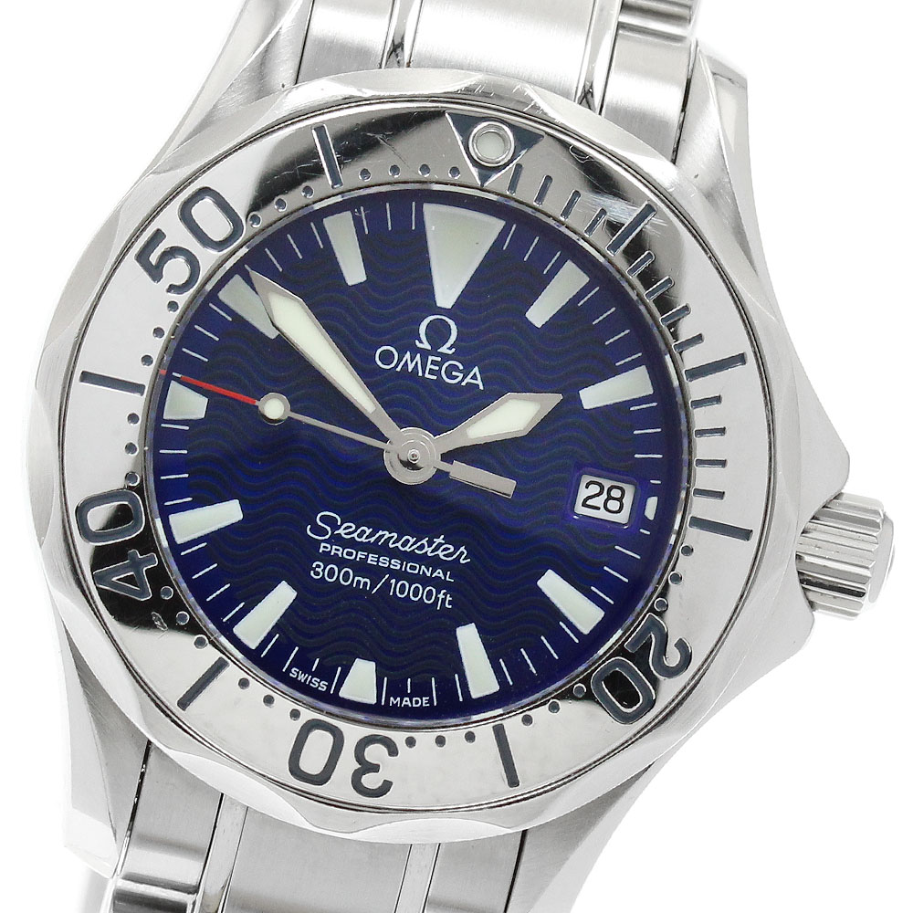 ゼロ OMEGA 2285.80 シーマスター300ｍ デイト 石英 レディース お墨付き付き添い人_950386【中古】