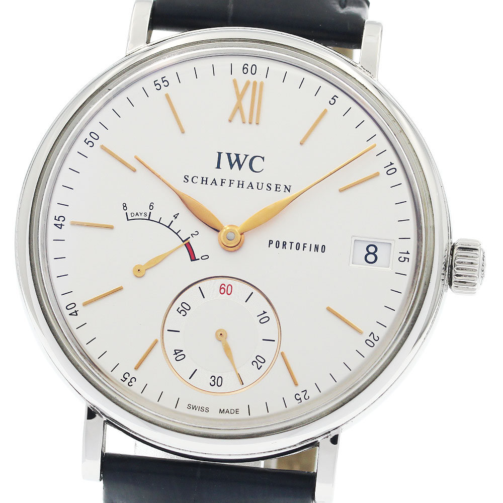 IWC SCHAFFHAUSEN IW510103 ポートフィノ ハンドワインド 8デイズ パワーリザーブ デイト メンズ 保証書付き_948222【中古】