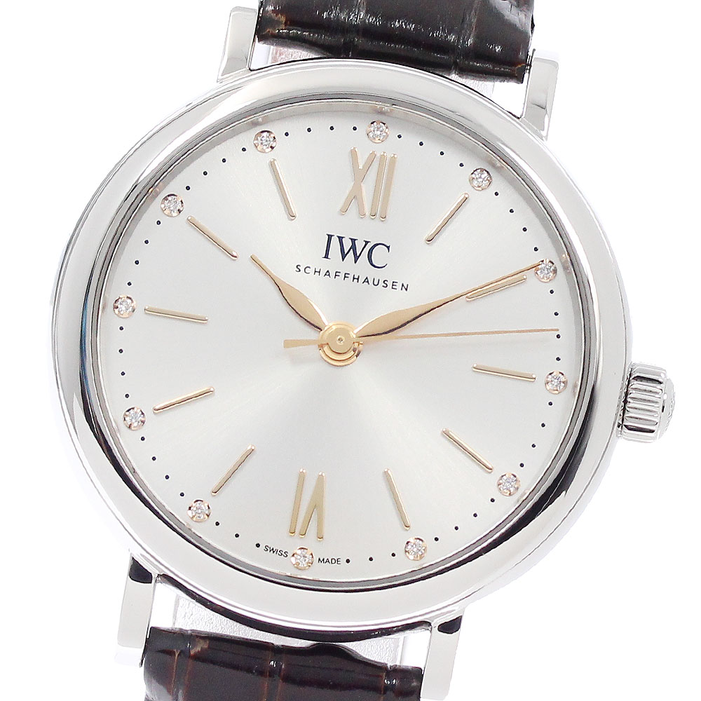 IWC SCHAFFHAUSEN IW357403 ポートフィノ オートマティック 34 12Pダイヤ 自動巻き レディース _951150【中古】