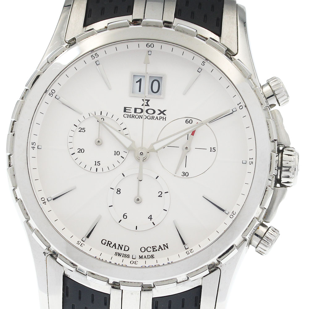 訳あり エドックス EDOX 10023 地べた綿津見 クロノグラフ 石英 メンズ 箱・御墨付き付き添い人_949152【中古】
