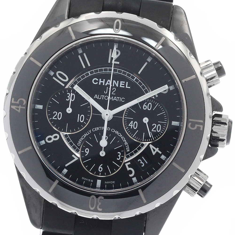 シャネル CHANEL H0939 J12 黒セラミック クロノグラフ 自動巻き メンズ 保証書付き_950270【中古】