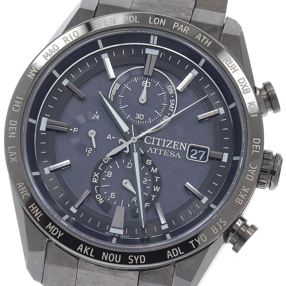シチズン CITIZEN AT8287-62E/H800-A1CN20C アテッサ ACT Line HAKUTO-R 押さえる2900本 ソーラー電磁波 メンズ 良品 箱・御墨付き付き添い人_950523【中古】