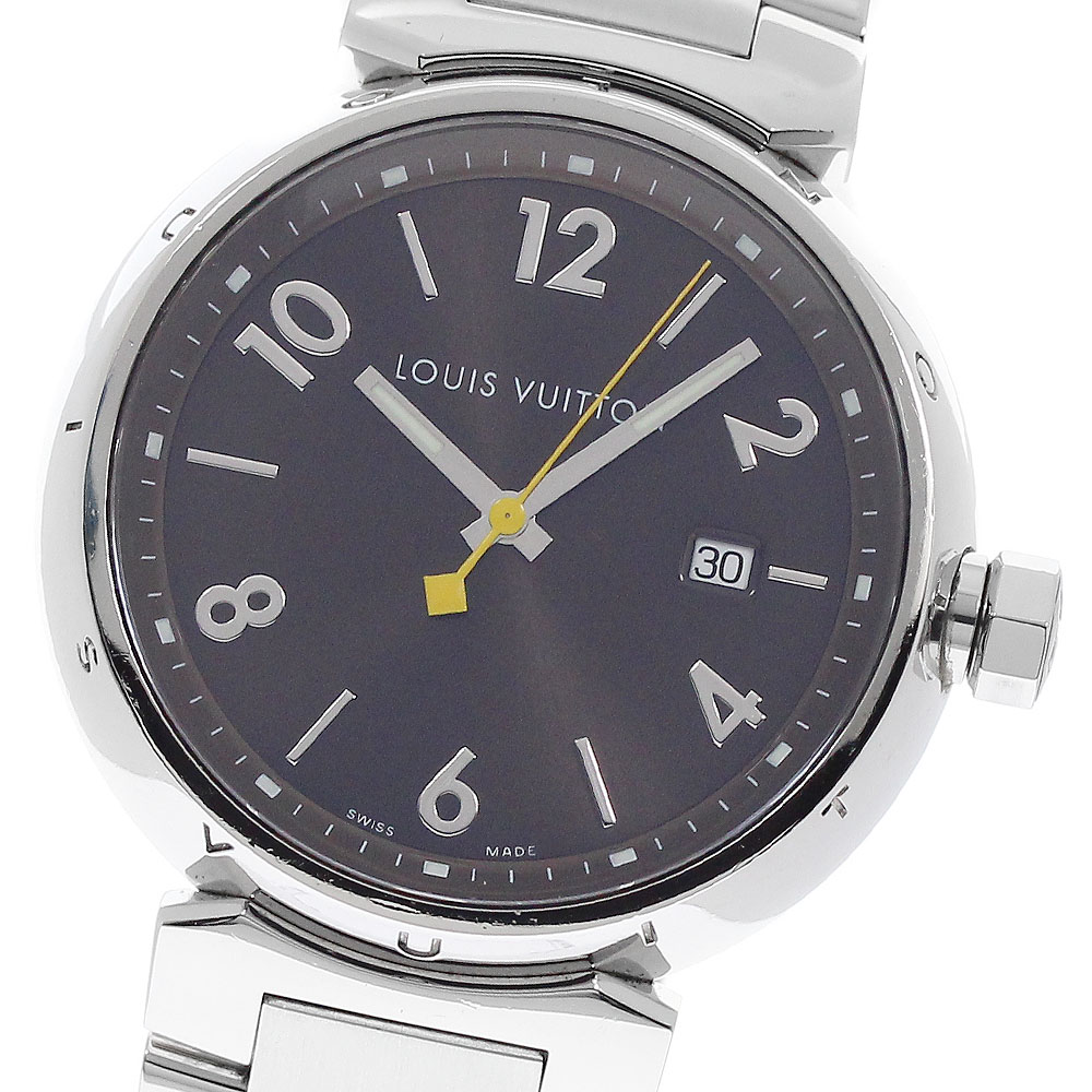 ルイ・ヴィトン LOUIS VUITTON Q1111 タンブール デイト クォーツ メンズ 内箱付き_950564【中古】