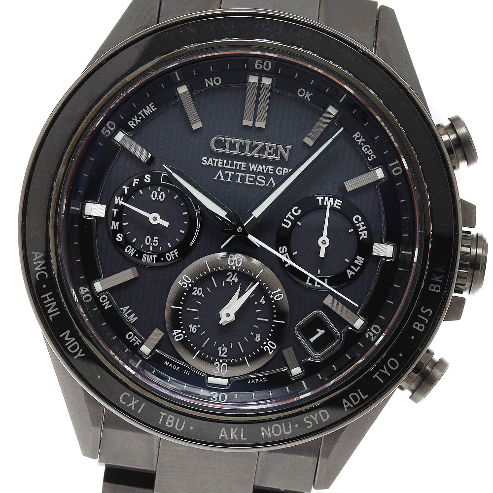 シチズン CITIZEN F950-0029S01/CC4055-65E アテッサ サテライトウェーブ GPS ソーラー電波 メンズ 美品 箱・保証書付き_951782【中古】