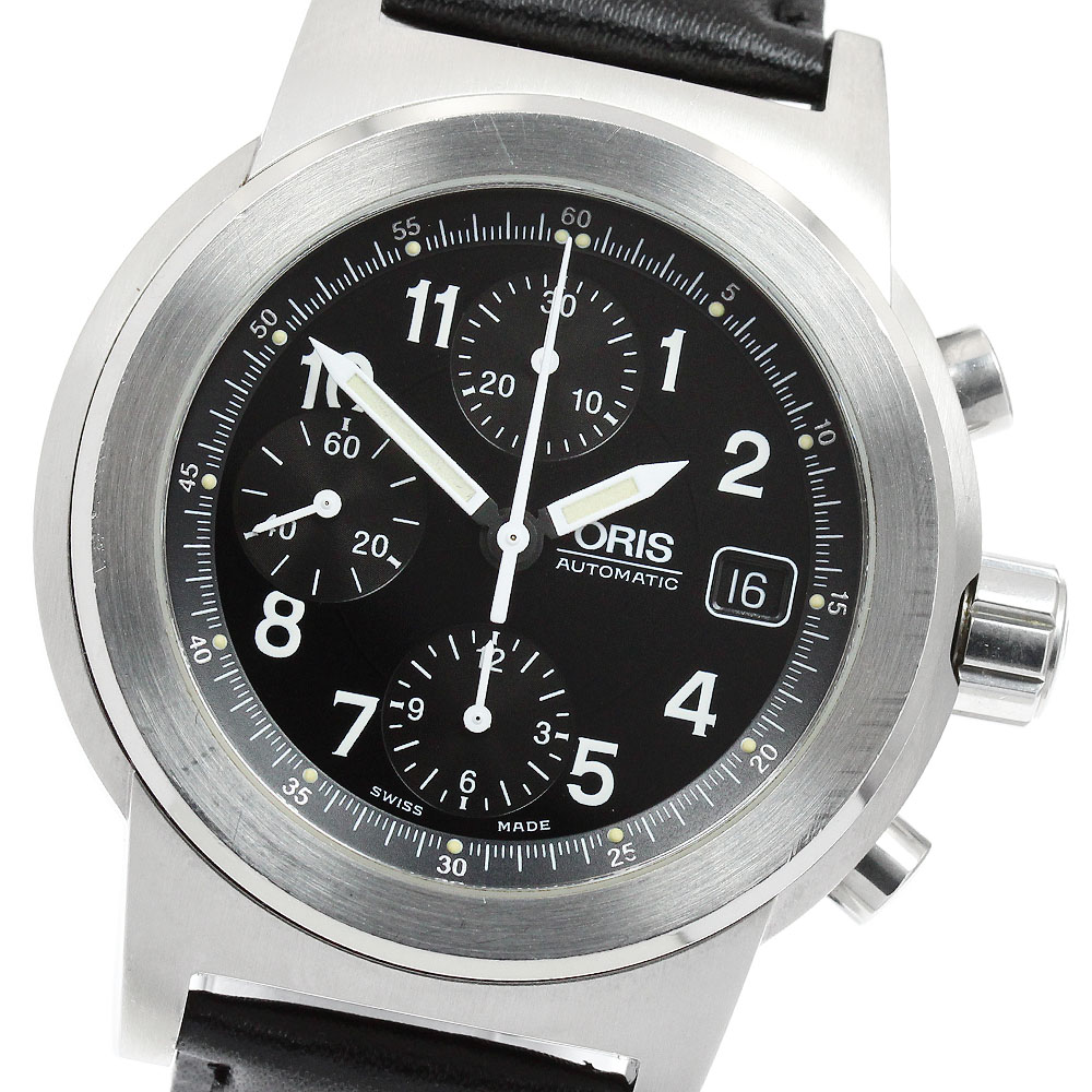 オリス ORIS 7511 ビッグクラウン デイト クロノグラフ 自動巻き メンズ 保証書付き_950364【中古】