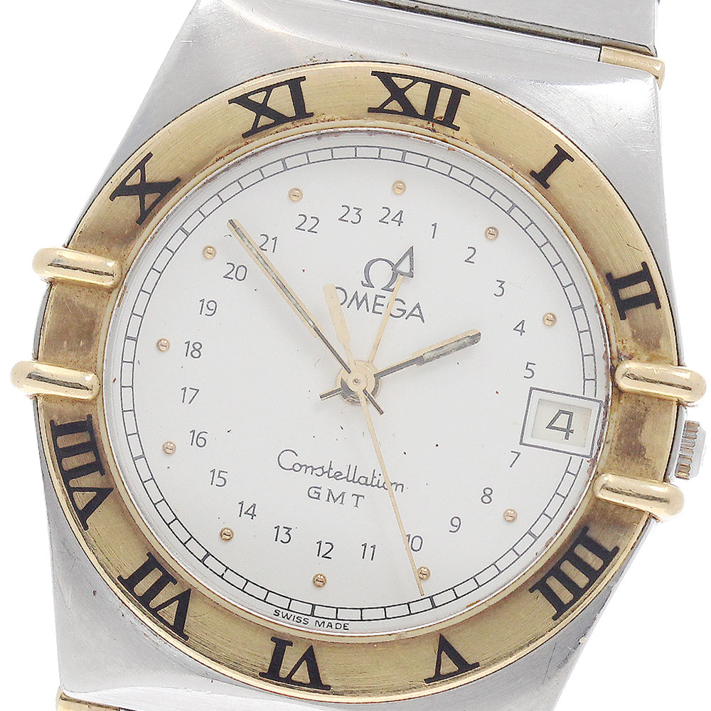 ゼロ OMEGA コンステレーション YGベゼル 二分の一赤ちょうちん GMT 石英 メンズ _949112【中古】