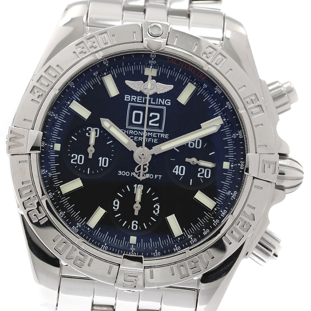 ブライト輪っか BREITLING A44359 黒いこと小鳥 クロノグラフ ビッグデイト 自動小銃一巻き メンズ _952561【中古】