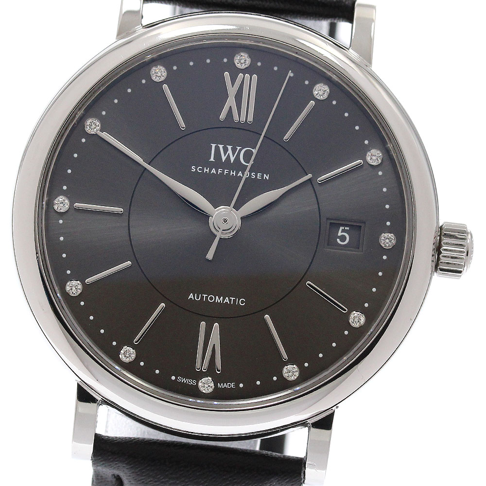 IWC IWC SCHAFFHAUSEN IW458102 ポートフィノ 12Pダイヤ 自動巻き ボーイズ 良品 保証書付き_950675【中古】