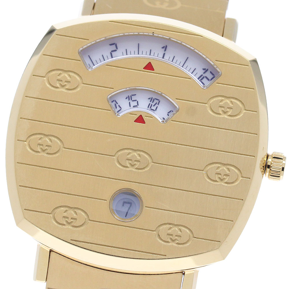 グッチ GUCCI 157.4/YA157403 グリップウォッチ デイト 石英 ボーイズ 箱付き添い人_953507【中古】
