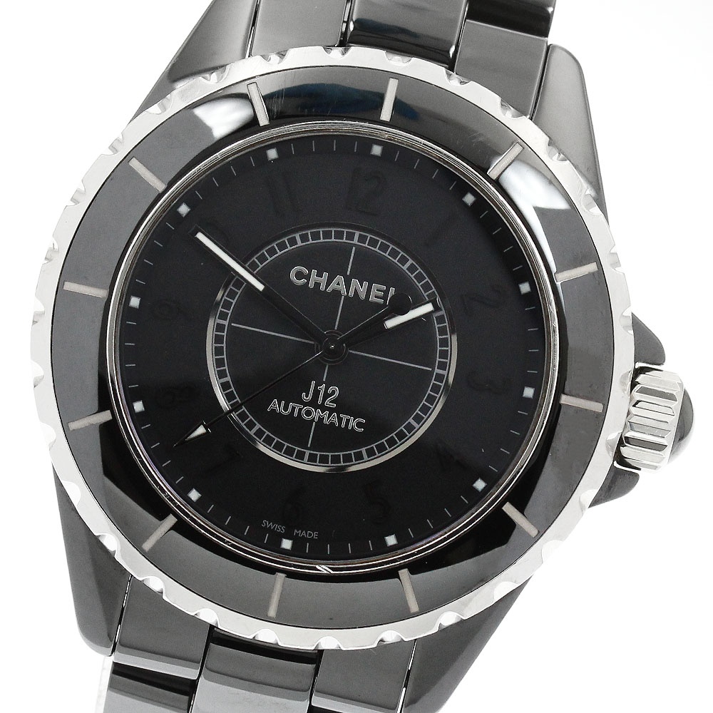 シャネル CHANEL H3829 J12 インテンスブラック 自動小銃一巻き メンズ お墨付き付き添い人_952645【中古】