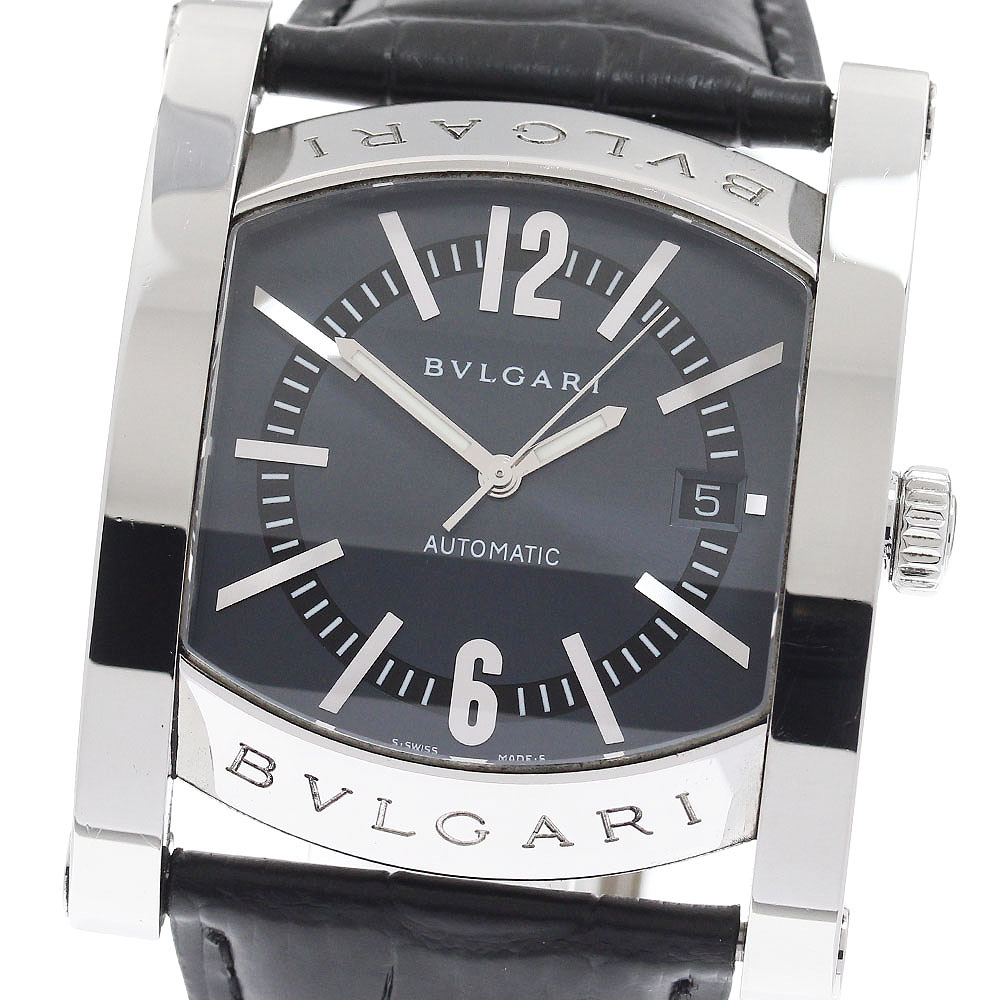 ブルガリ BVLGARI AA48S アショーマ デイト 自動巻き メンズ 箱・保証書付き_952027【中古】