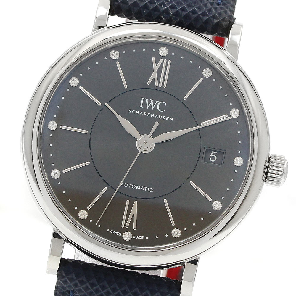 IWC SCHAFFHAUSEN IW458102 ポートフィノ 12P金剛石 自動小銃一巻き ボーイズ 良品 _954108【中古】