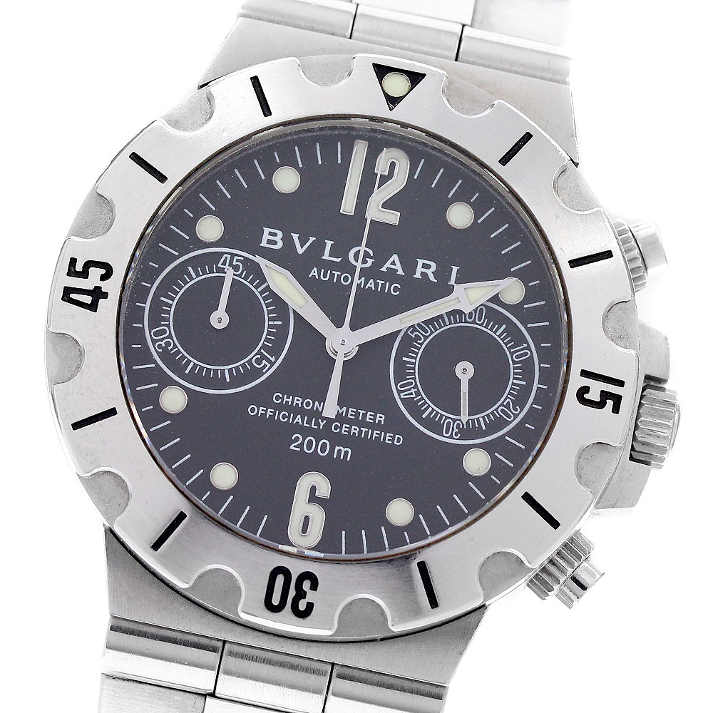ブル小峡谷 BVLGARI SCB38S ディアゴノ スクーバ クロノグラフ 自動小銃一巻き メンズ _955294【中古】