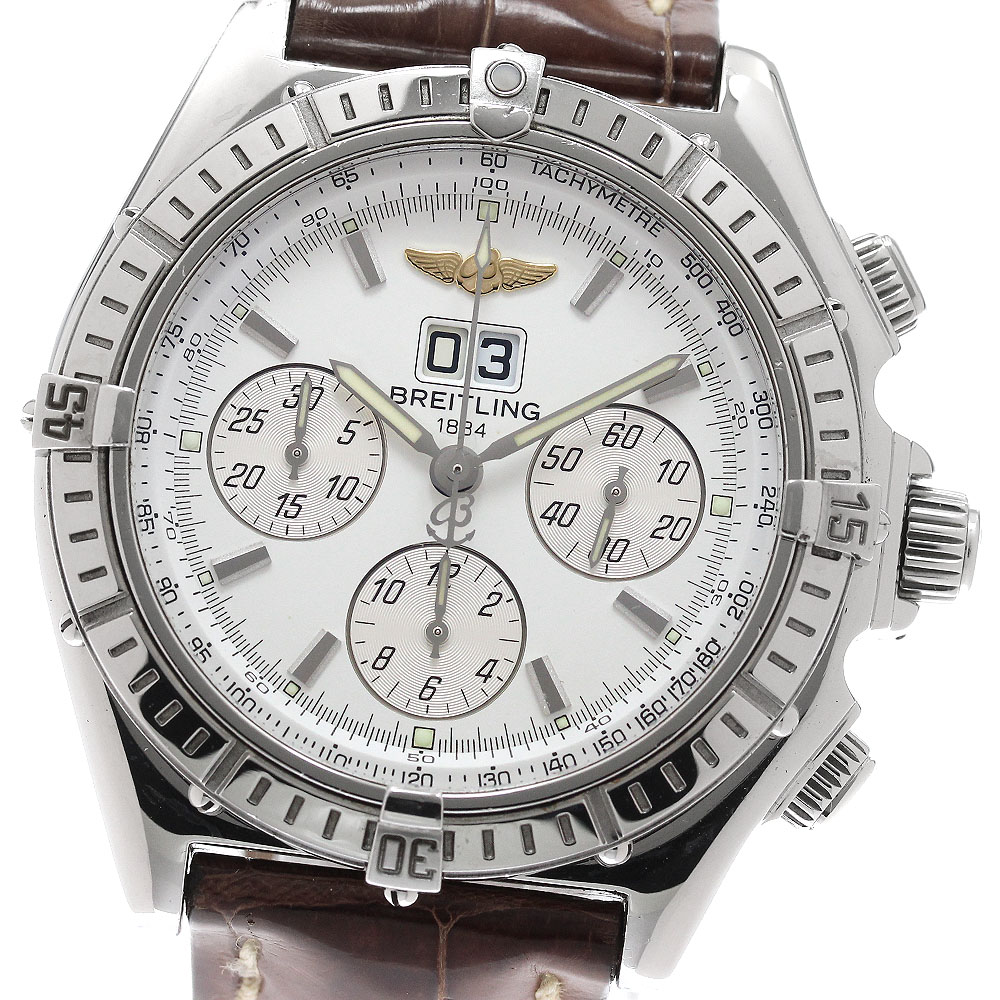 ブライト輪っか BREITLING A44355 差し交わす気流 特別 ビッグデイト クロノグラフ 自動小銃一巻き メンズ 御墨付き付き添い人_953576【中古】