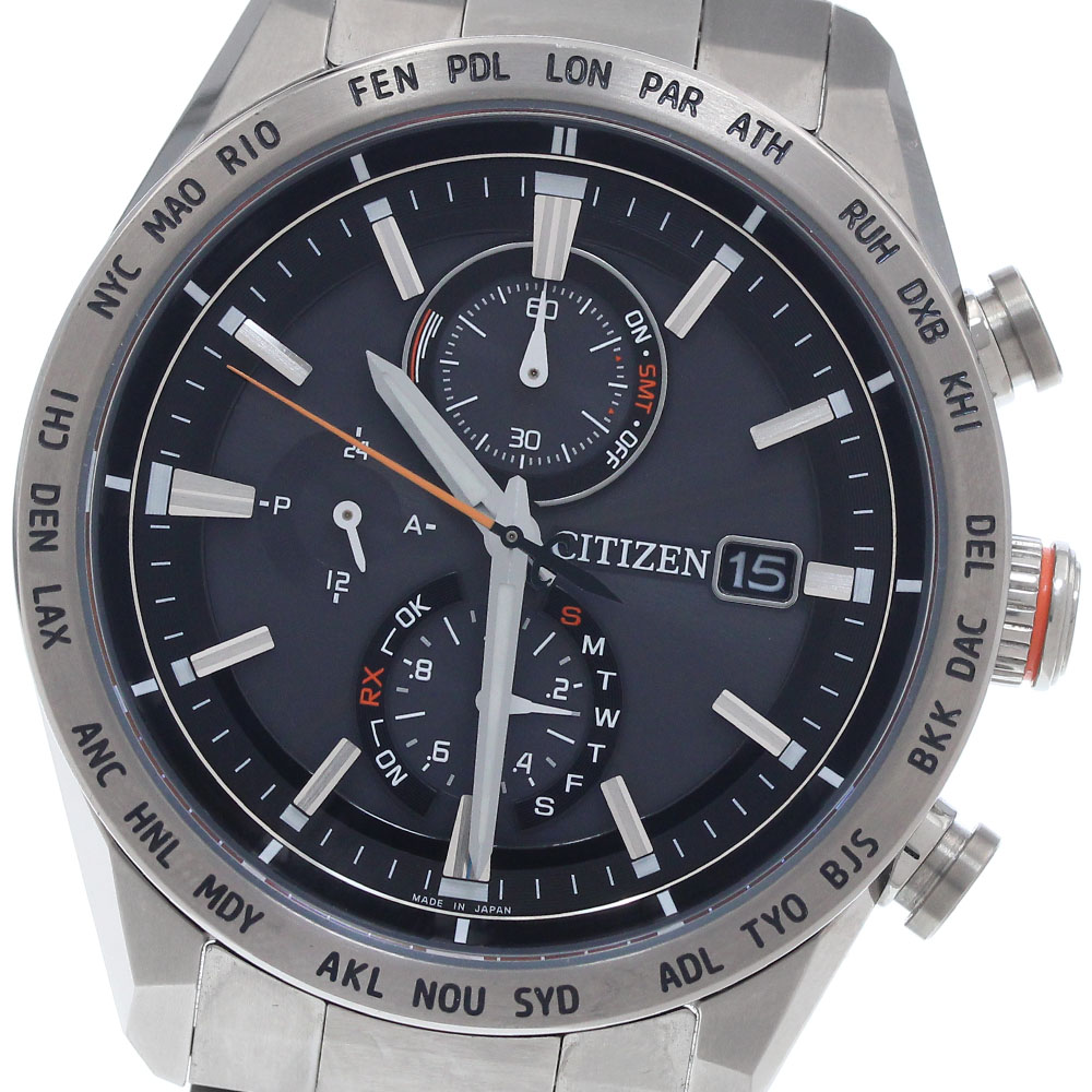 シチズン CITIZEN AT8181-63E/H800-T025862 アテッサ エコ運転 ソーラー電磁波 メンズ 美品 _954711【中古】