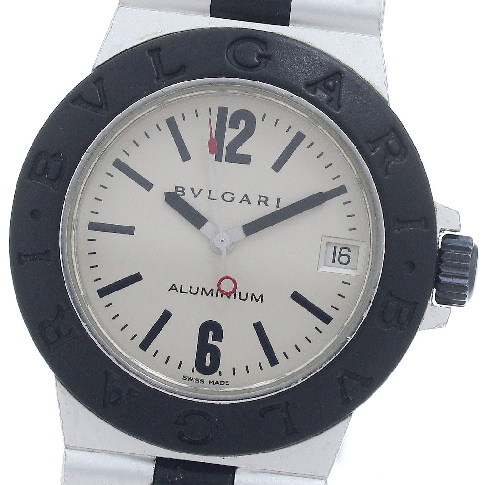 ブル小峡谷 BVLGARI AL32A 軽銀 デイト 石英 ボーイズ _954763【中古】