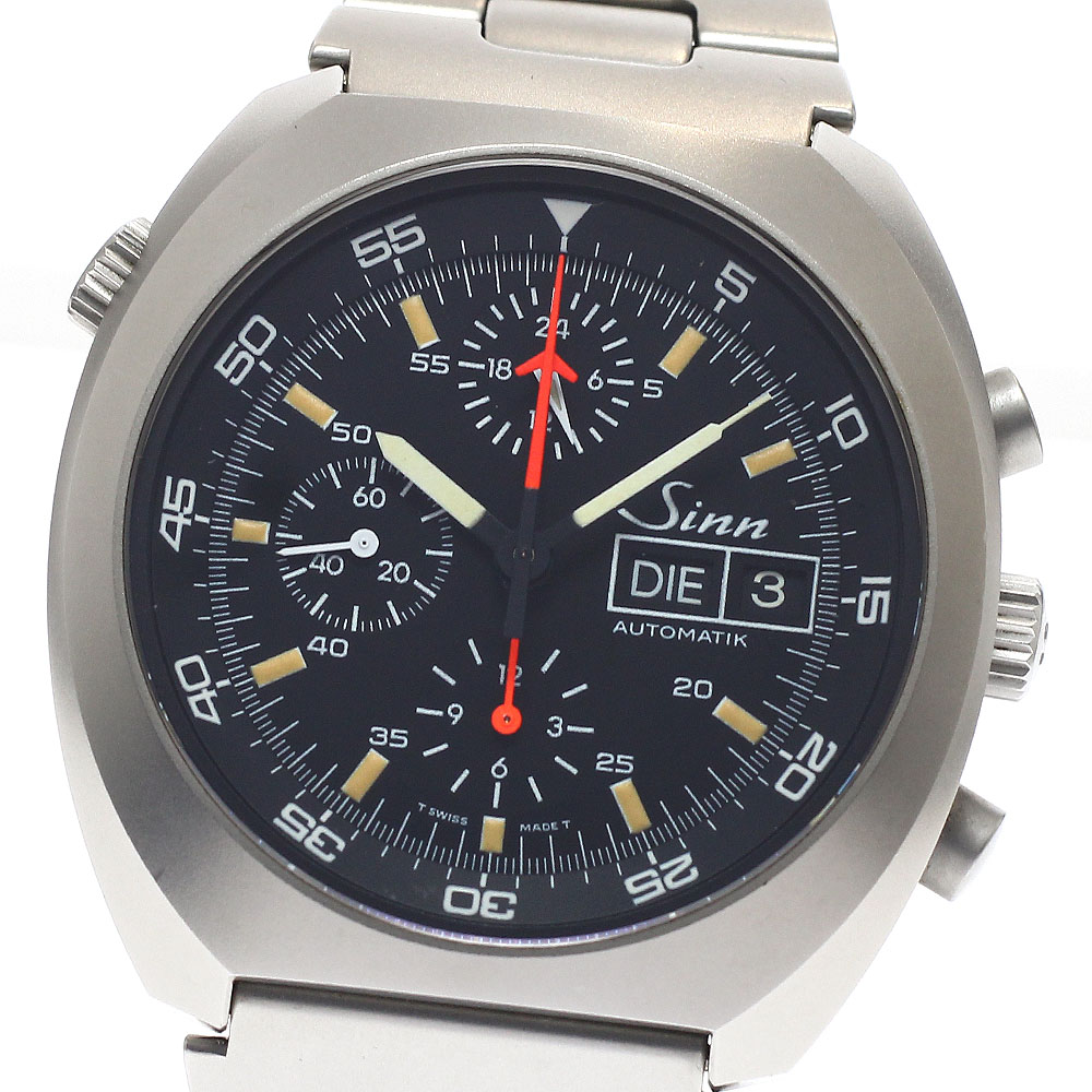 訳あり ジン Sinn 142.M 空白文字 クロノグラフ デイデイト 自動小銃一巻き メンズ 内箱・御墨付き付き添い人_939711【中古】