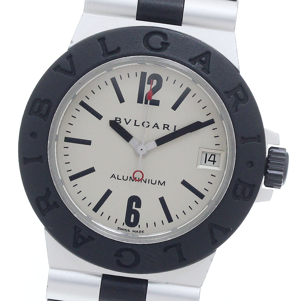 ブル小峡谷 BVLGARI AL32A 軽銀 デイト 石英 ボーイズ 良品 _954767【中古】