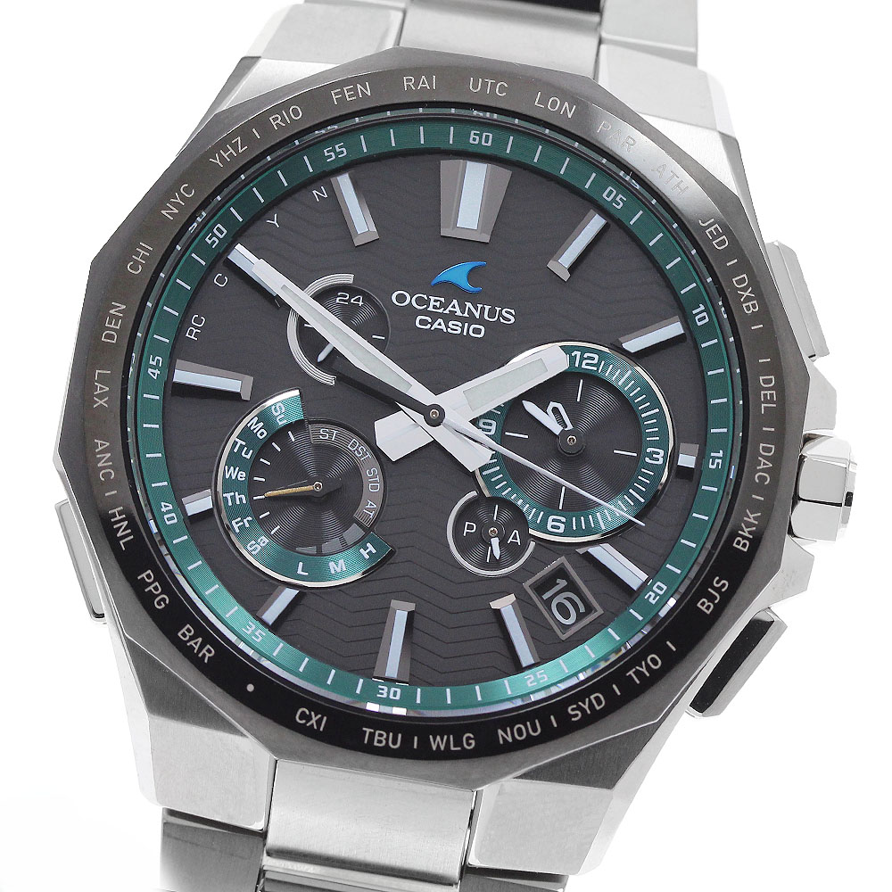 カシオ CASIO OCW-T6000A-1ATF オシアナス クラシックライン クロノグラフ ソーラー電波 メンズ 極美品 箱・保証書付き_955189【中古】｜CLOSER