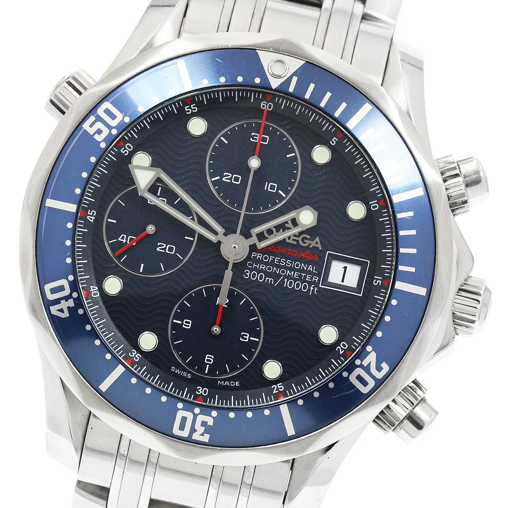 ゼロ OMEGA 2225.80 シーマスター300 デイト クロノグラフ 自動小銃一巻き メンズ _955690【中古】