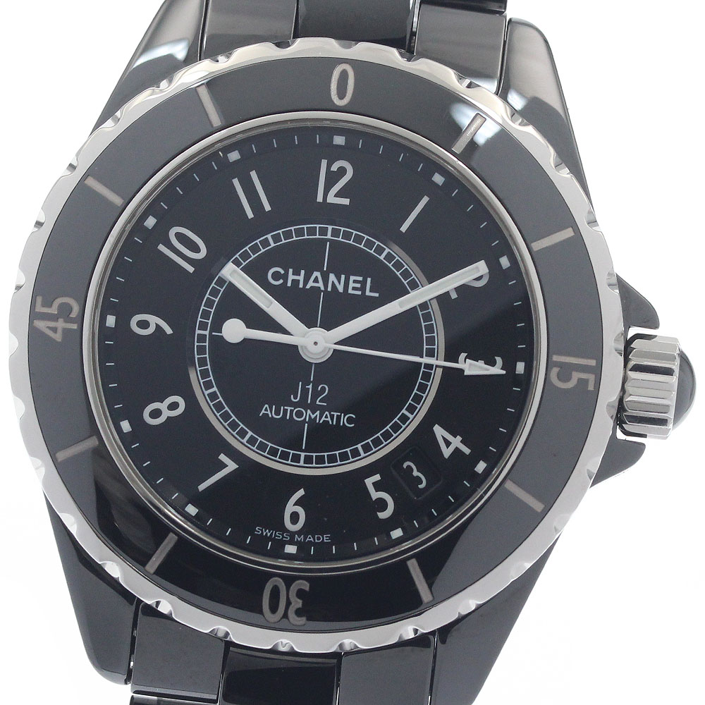 シャネル CHANEL H0685 J12 黒陶器 38MM デイト 自動小銃一巻き メンズ お墨付き付き添い人_956038【中古】