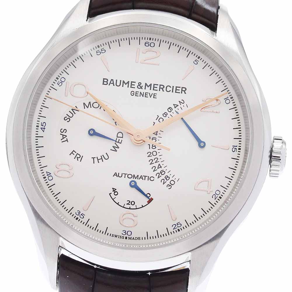 ボーム＆メルシェ Baume \u0026 Mercier M0A10149 クリフトン レトログラード 自動小銃一巻き メンズ 御墨付き付き添い人_955607【中古】