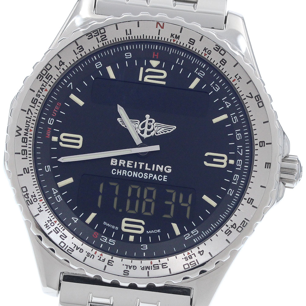 ブライト輪っか BREITLING A56012.1 クロノ空白文字 石英 メンズ 良品 御墨付き付き添い人_956030【中古】