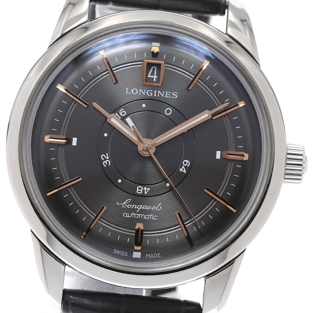 ロンジン LONGINES L1.648.4.62.2 コンクエスト ヘリテージ 中心的 力強さ取っておく 自動小銃一巻き メンズ 良品 御墨付き付き添い人_956491【中古】
