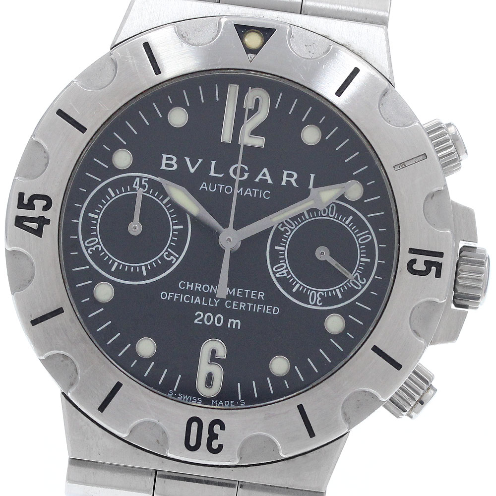 ブル小峡谷 BVLGARI SCB38S ディアゴノ スクーバ クロノグラフ 自動小銃一巻き メンズ _956008【中古】