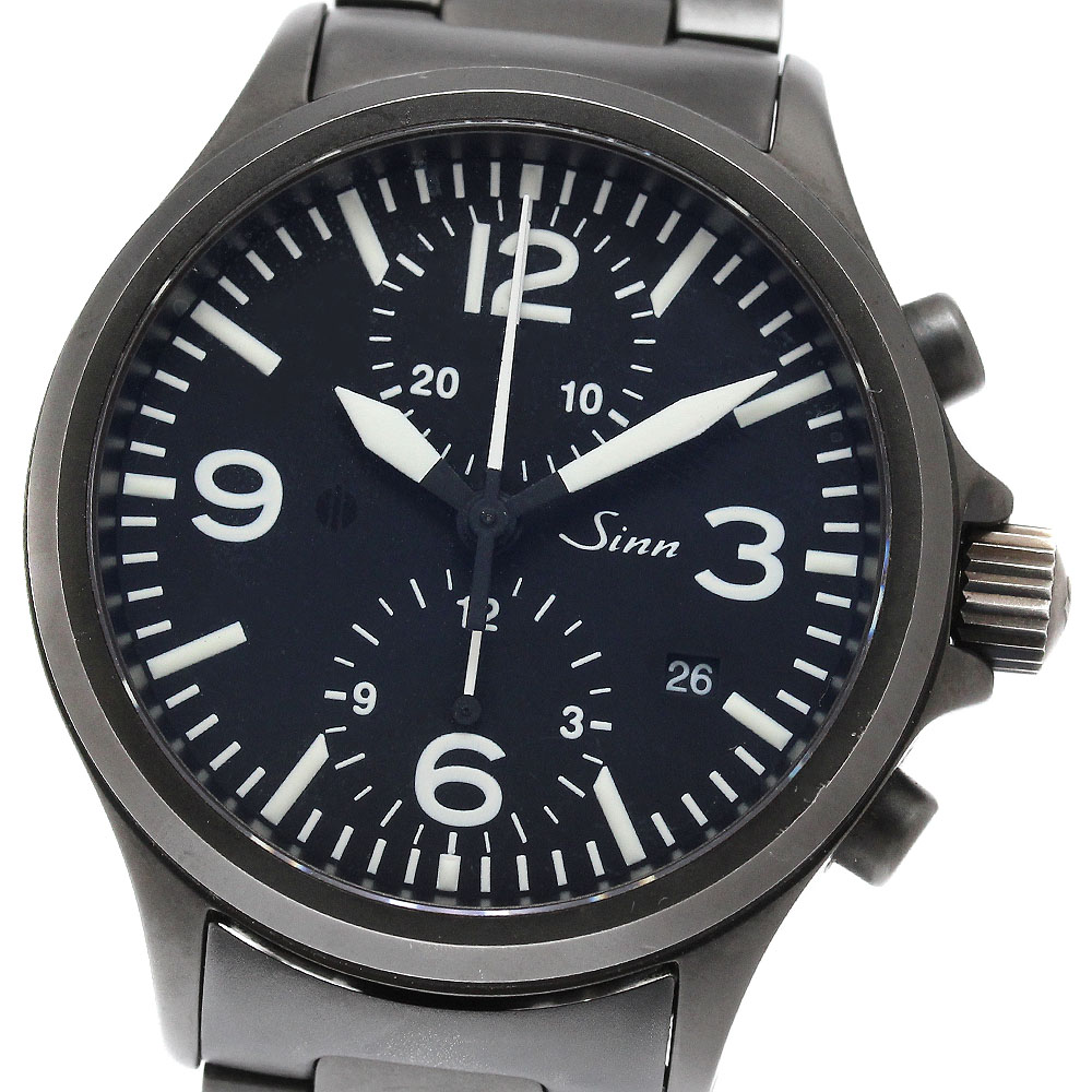 ジン Sinn 756 デイト クロノグラフ 自動小銃一巻き メンズ 良品 _951772【中古】