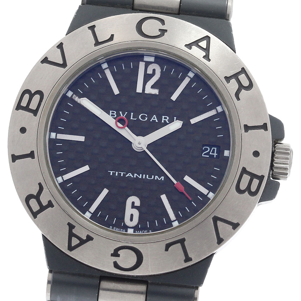 胴締め訳あり ブル小峡谷 BVLGARI TI38TA ディアゴノ チタニウム デイト 自動小銃一巻き メンズ _954249【中古】