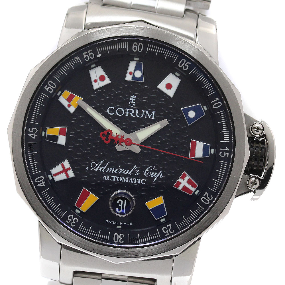 コルム CORUM 01.0003 アドミラルズカップ 賞41 デイト 自動小銃一巻き メンズ _951831【中古】