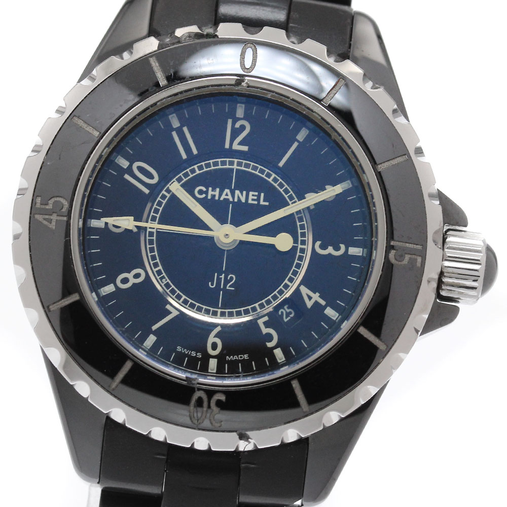 訳あり シャネル CHANEL H0681 J12 黒陶芸 デイト 石英 レディース _957028【中古】