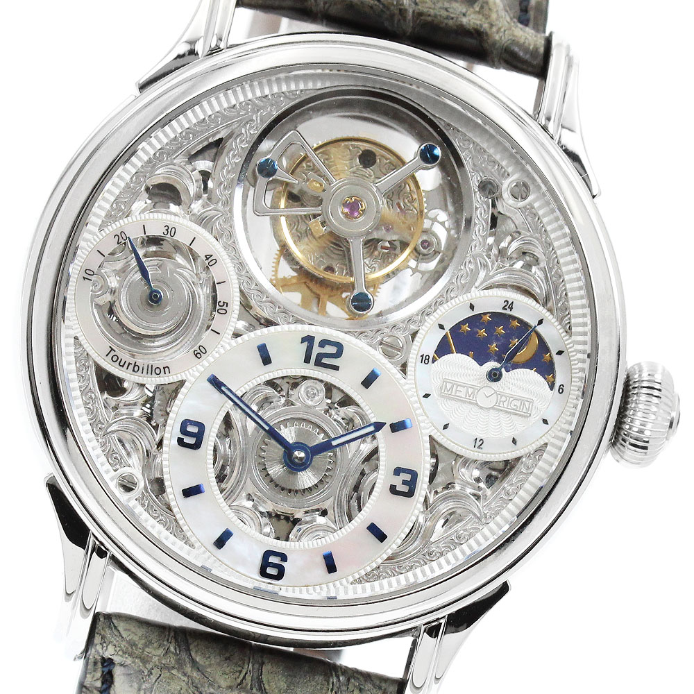 記憶装置ジン MEMORIGIN MO1231 スターリット・レジェンド トゥールビヨン 手一巻き メンズ 良品 御墨付き付き添い人_957257【中古】