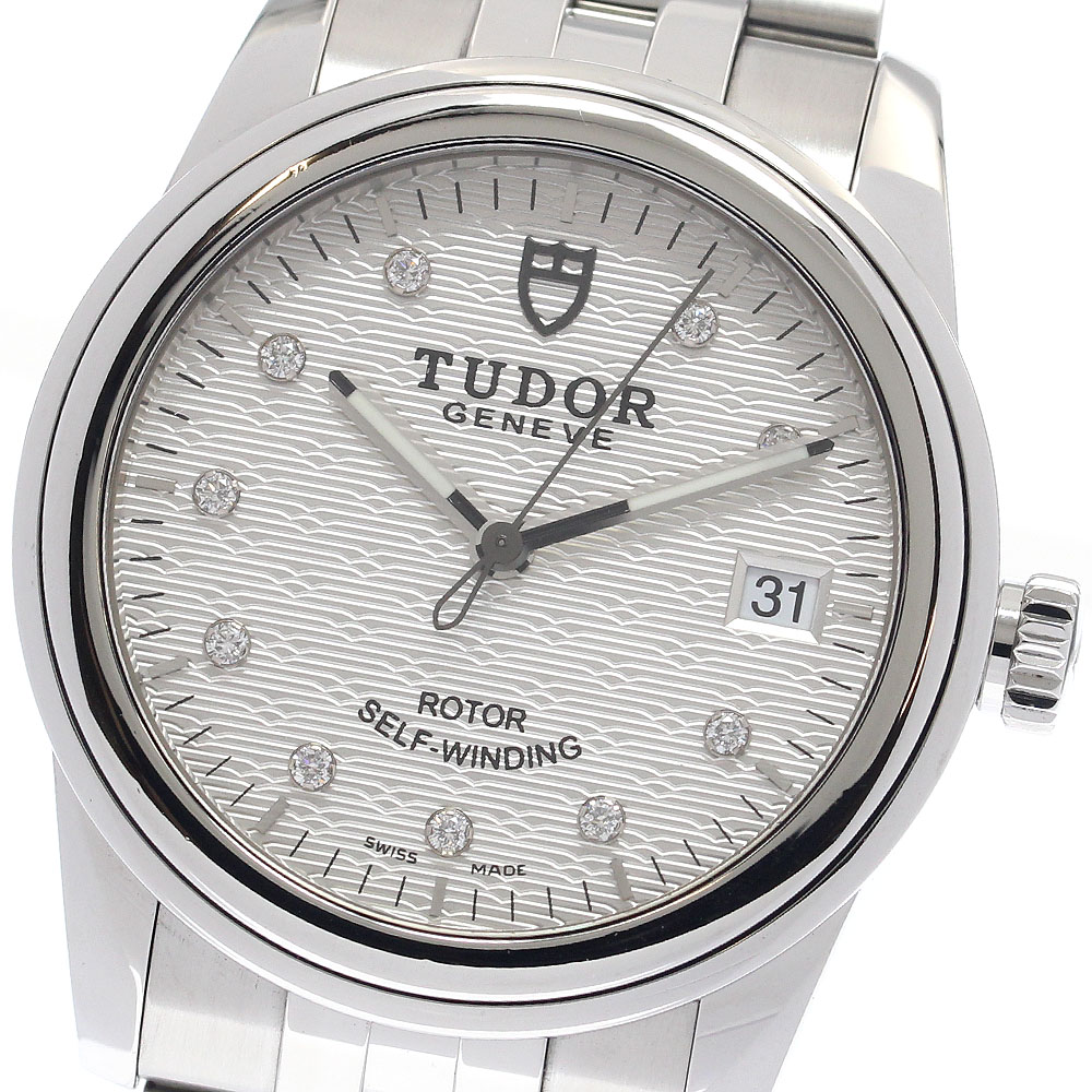 チュードル TUDOR 55000 グラマー デイト 10P金剛石 自動小銃一巻き メンズ 良品 お墨付き付き添い人_951923【中古】