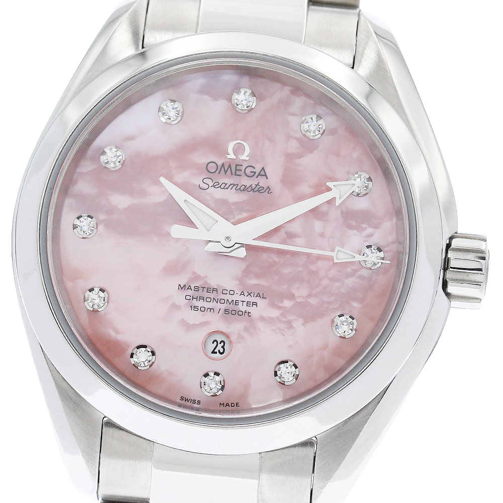 ゼロ OMEGA 231.10.34.20.57.003 シーマスター アクアテラ 12P金剛石 デイト 自動小銃一巻き レディース 良品 御墨付き付き添い人_958889【中古】