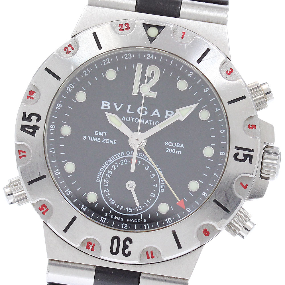 ブル小峡谷 BVLGARI SD38SGMT ディアゴノ スクーバ GMT デイト 自動小銃一巻き メンズ 御墨付き付き添い人_943974【中古】