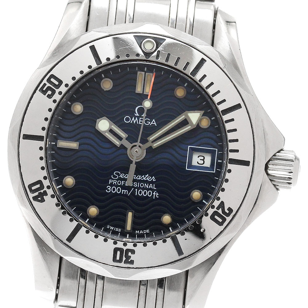 ゼロ OMEGA 2582.80 シーマスター300 デイト 石英 レディース _957330【中古】