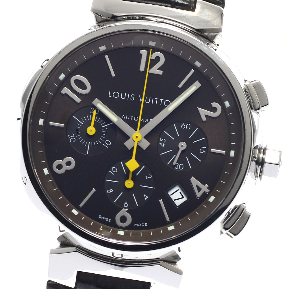 ルイ・ヴィトン LOUIS VUITTON Q1121 タンブール デイト クロノグラフ 自動小銃一巻き メンズ _956909【中古】