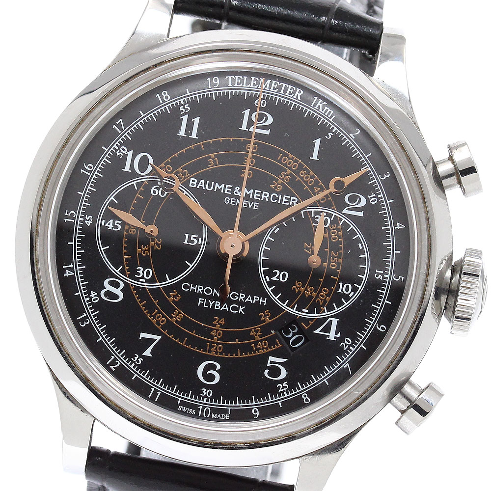 ボーム＆メルシェ Baume \u0026 Mercier 65689 ケープ地べた 飛球うしろ側 クロノグラフ 自動小銃一巻き メンズ _957076【中古】