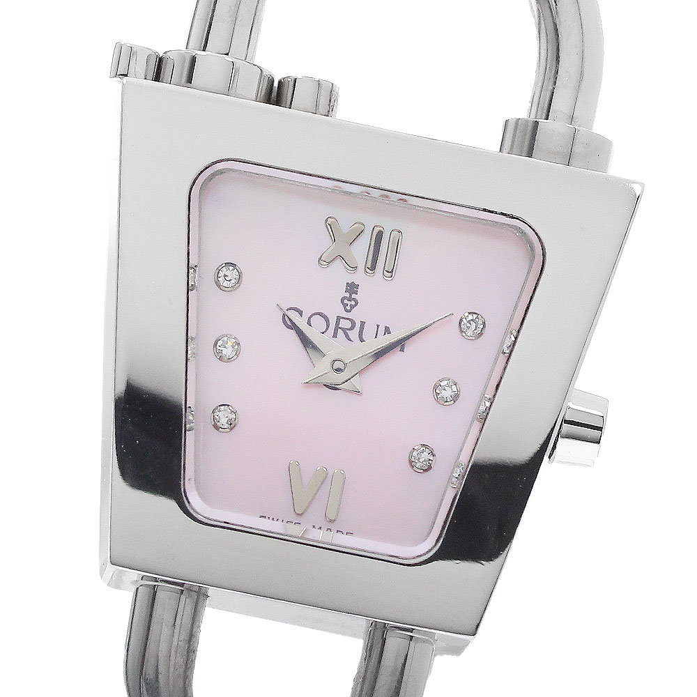 コルム CORUM 137.414.20 パドロックチェーン 6P金剛石 石英 レディース _959414【中古】