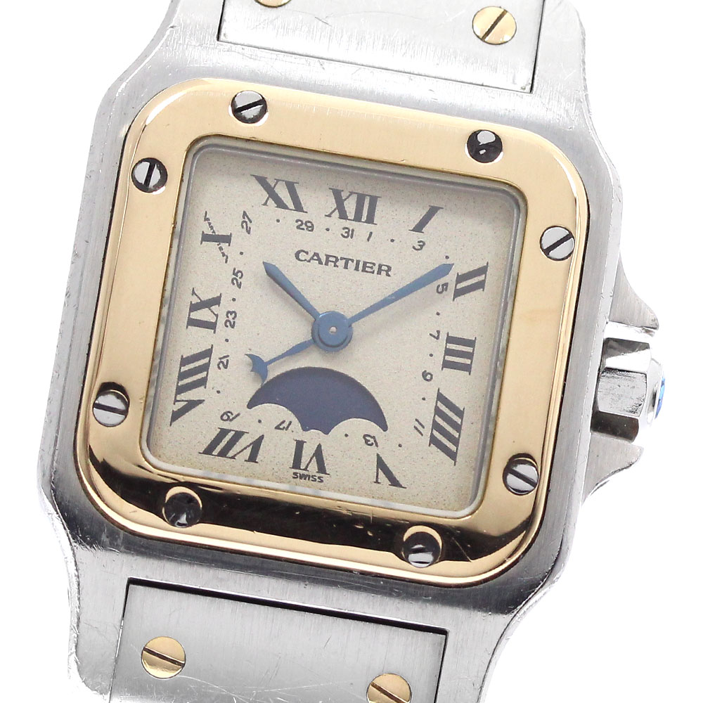 カルティエ CARTIER W20008C4 サントスガルベ SM YG二人組 お月さま位相角 石英 レディース _958608【中古】