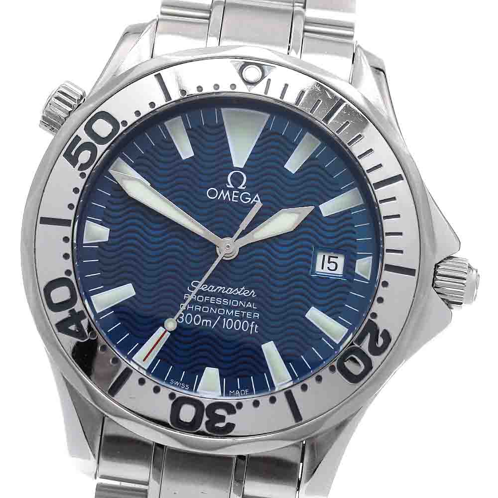 ゼロ OMEGA 2255.80 シーマスター300 デイト 自動小銃一巻き メンズ _950293【中古】