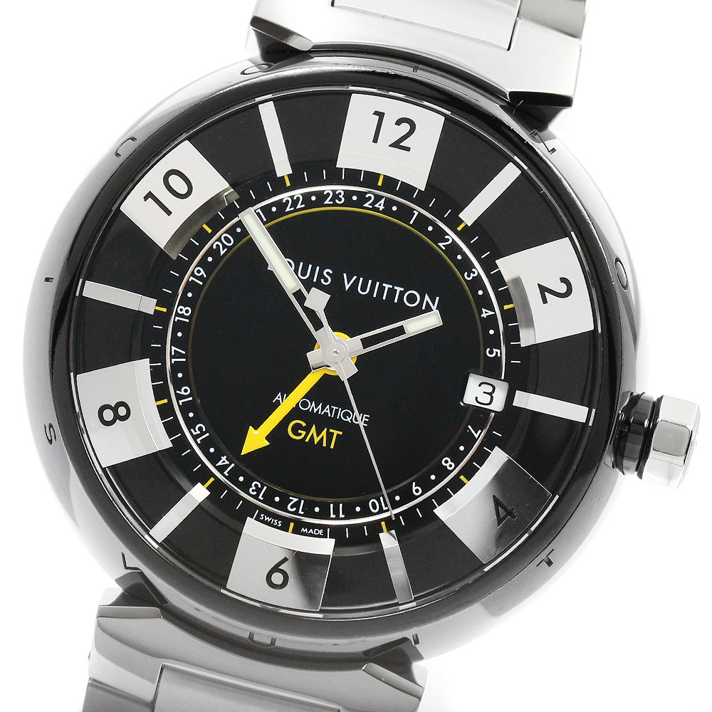 ルイ・ヴィトン LOUIS VUITTON Q113K タンブールインブラック GMT デイト 自動小銃一巻き メンズ 箱・御墨付き付き添い人_951112【中古】