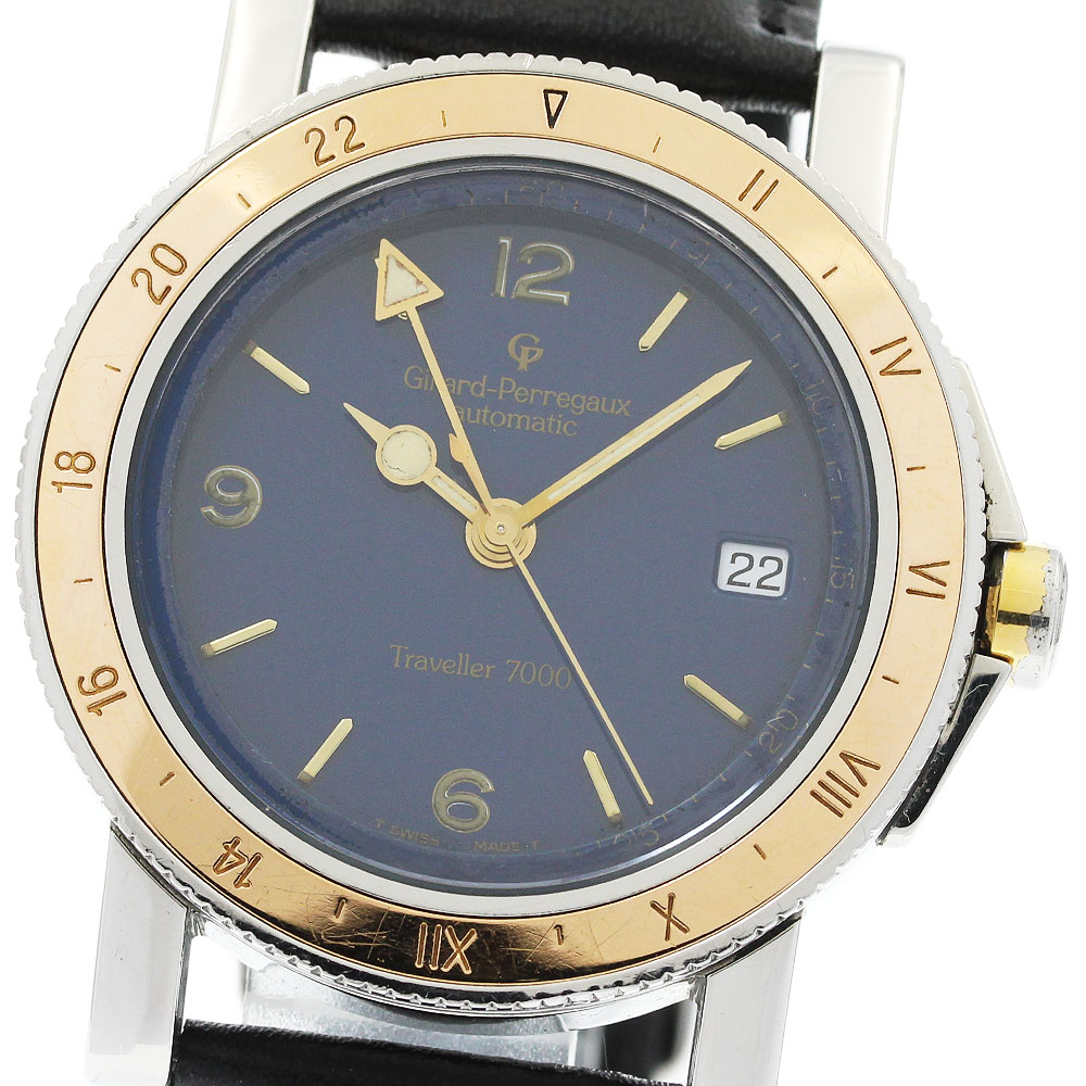 ジラール・ペルゴ GIRARD PERREGAUX 7200 旅行家 7000 デイト PGベゼル 自動小銃一巻き メンズ _958550【中古】